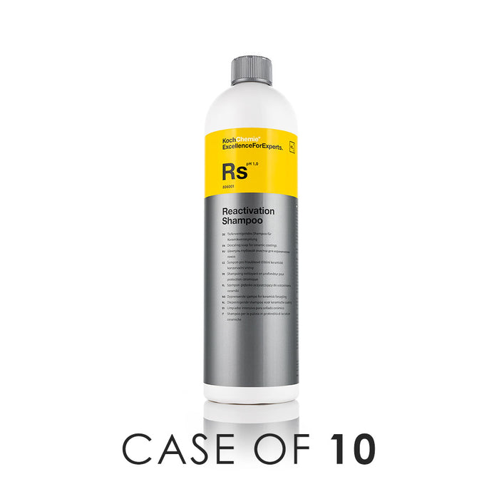 A bottle of Koch Chemie Reactivation Shampoo on a white background with the text 'Case of 10'.