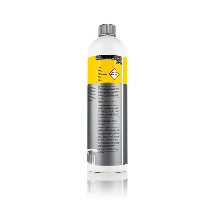 The back of a bottle of Koch Chemie Reactivation Shampoo on a white background.