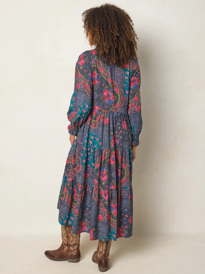 Rebecca Long Sleeve Midi Dress - Sintra Bandana Charcoal-view 4