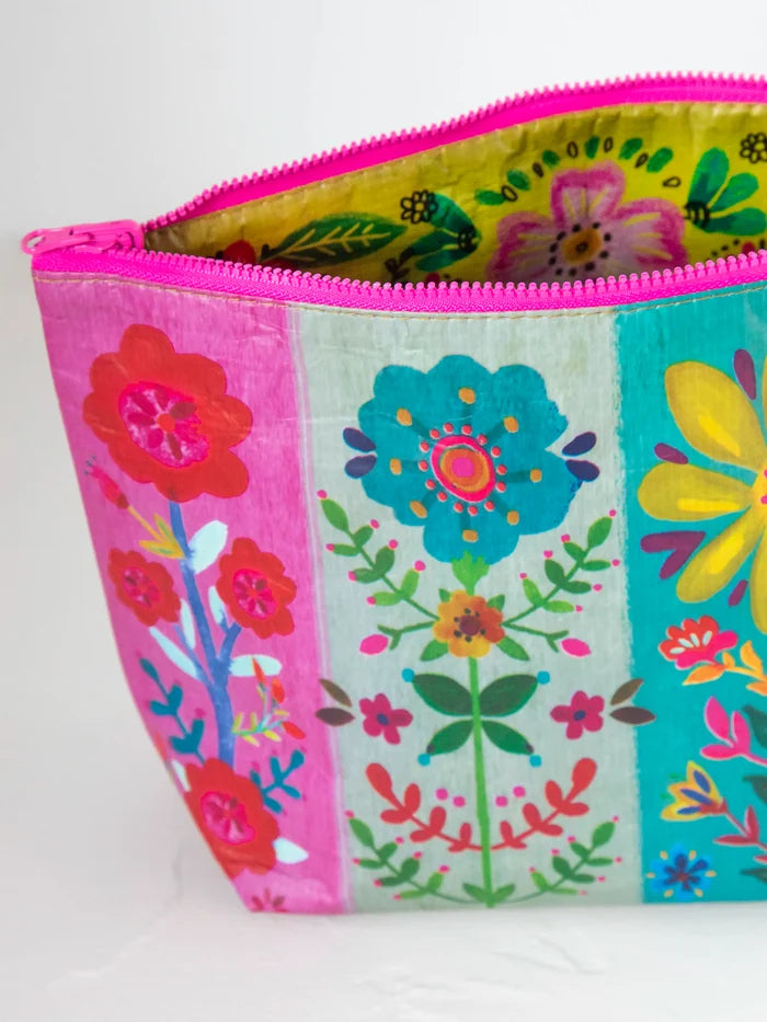 Recycled Zipper Pouch - Rainbow Floral-view 1