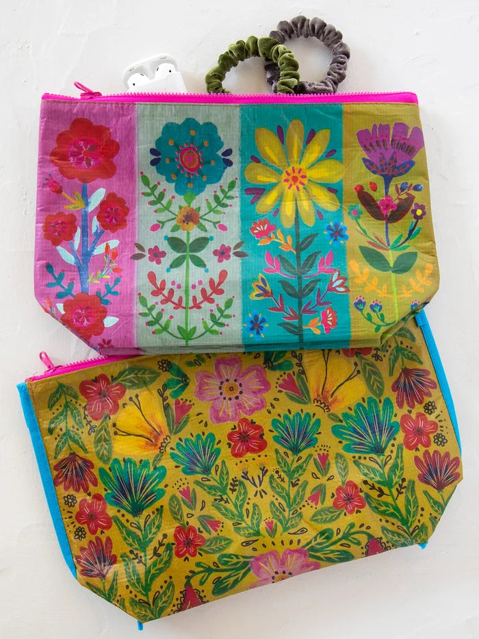 Recycled Zipper Pouch - Rainbow Floral-view 2