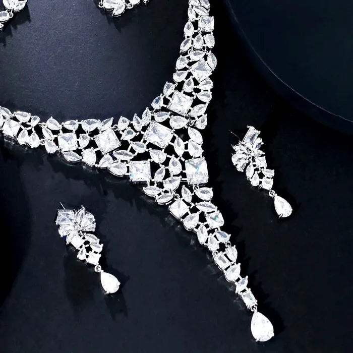 Wedding Jewelry - Luxury Silver Cubic Zirconia Bridal Jewelry Set