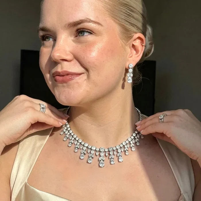 Wedding Jewelry - Luxury 3-Piece Silver CZ Bridal Jewelry Set