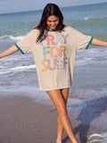 Ringer Oversized Tee Shirt - Pray For Surf-view 1