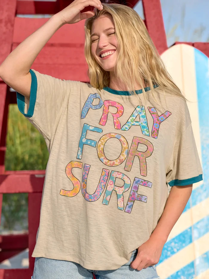 Ringer Oversized Tee Shirt - Pray For Surf-view 3