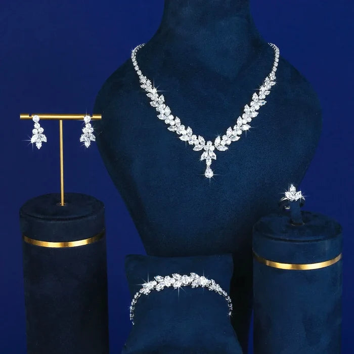 4-Piece CZ Bridal Jewelry Set | Luxurious Wedding Jewelry