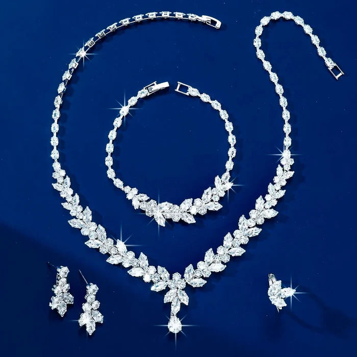 4-Piece CZ Bridal Jewelry Set | Luxurious Wedding Jewelry