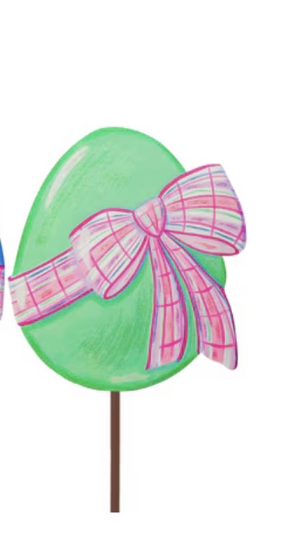 Round Top Green Eggs with Plaid Bows