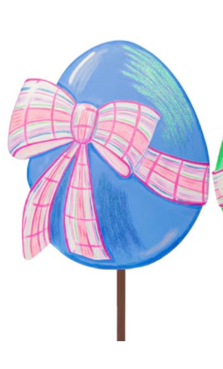 Round Top Periwinkle Eggs with Plaid Bows