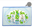 Round Top Rabbits in Pots Bamboo Mat