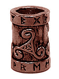 Rune spiral hair bead in oxidized copper finish
