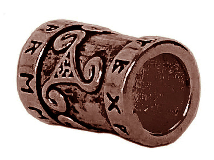 Rune Spiral Hair Bead - Copper Viking Celtic Hair Accessory side view