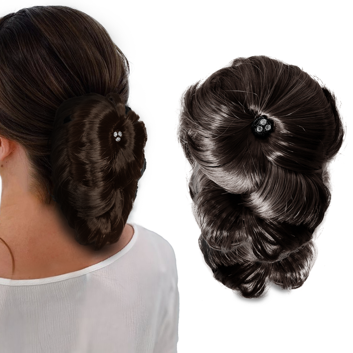 SANAS Brown Hair Bun with Back Pin for women natural bun hair extension.