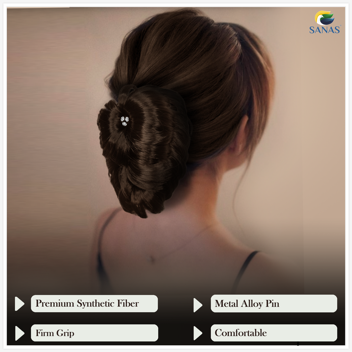 SANAS hair bun accessory for bridal, office and festive hairstyles.