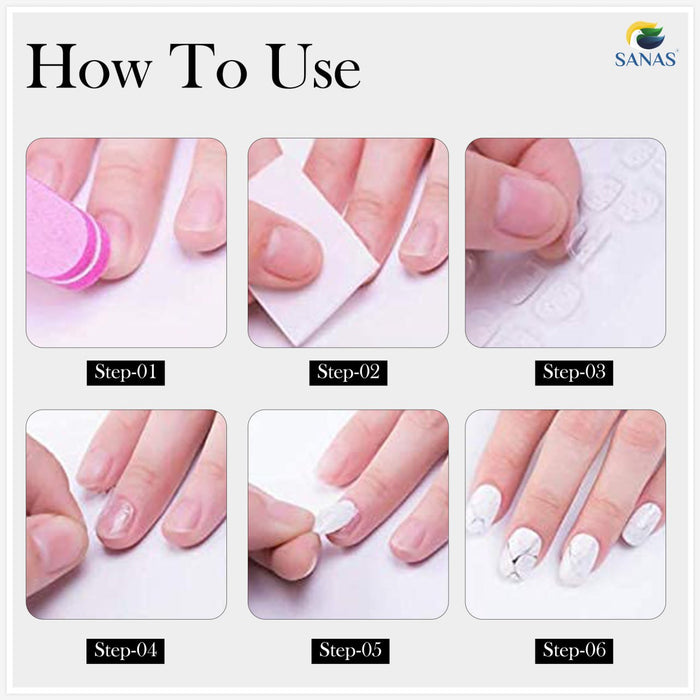 Sanas 192 pcs nail stickers – double sided adhesive for press on and fake nails