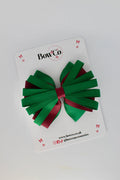 School Bow Forest Green and Burgundy - Spiral Bow - Clip