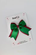 School Bow Forest Green and Burgundy - Tail Bow Clip