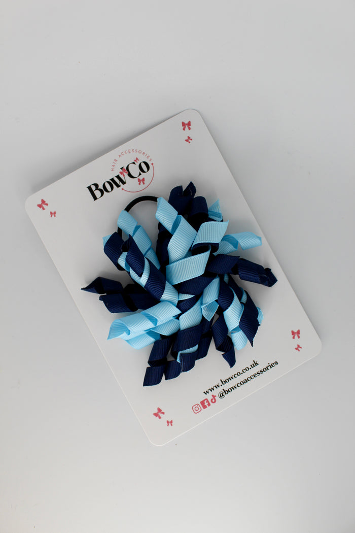School Bow Navy and Blue Topaz - Corker Bow - Elastic