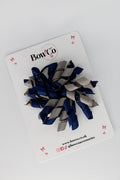 School Bow Navy and Metal Grey - Corker Bow - Elastic