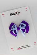 School Bow Purple and Bluebell - Double Bow - Clip