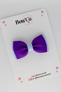 School Bow Purple and Bluebell - Double Lapel Bow - Clip