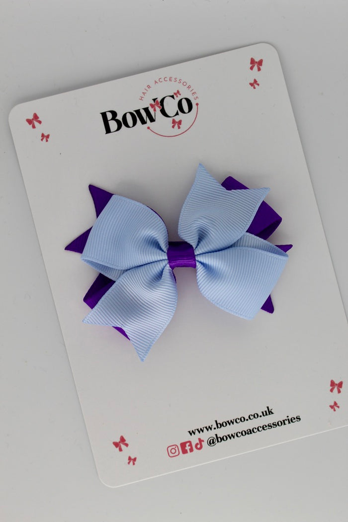 School Bow Purple and Bluebell - Layer Tail Bow - Clip