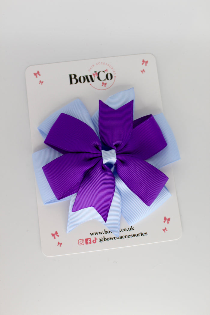 School Bow Purple and Bluebell - Pinwheel Bow Clip