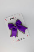 School Bow Purple and Metal Grey - Tail Bow Clip