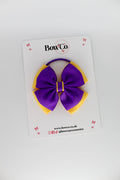 School Bow Purple and Yellow Gold - Layer Edge Bow - Elastic