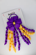 School Bow Purple and Yellow Gold - Pinwheel Corker Bow