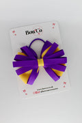 School Bow Purple and Yellow Gold - Spiral Bow - Elastic