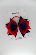 School Bow Red and Navy - Layer Bow - Elastic