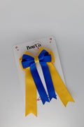 School Bow Royal Blue and Yellow Gold - Double Bow Tail