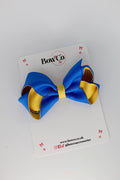 School Bow Royal Blue and Yellow Gold - Loop Bow - Clip