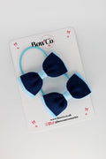 School Bows Navy and Blue Topaz - Double Lapel Set - Elastic