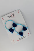 School Bows Navy and Blue Topaz - Layer Tail Bow Set - Elastic