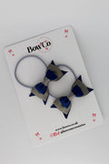 School Bows Navy and Metal Grey - Butterfly Bow Set - Elastic