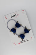 School Bows Navy and Metal Grey - Layer Tail Bow Set - Elastic
