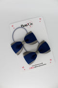 School Bows Navy and Metal Grey - Tuxedo Bow Set - Elastic