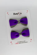 School Bows Purple and Grey - Tuxedo Bow Set - Clip