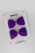 School Bows Purple and Metal Grey - Double Lapel Bow Set - Clip