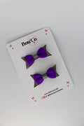 School Bows Purple and Metal Grey - Layer Tail Bow - Clip
