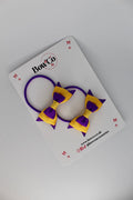 School Bows Purple and Yellow Gold - Butterfly Bow Set - Elastic