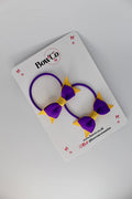 School Bows Purple and Yellow Gold - Layer Tail Bow Set - Elastic