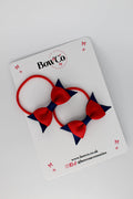 School Bows Red and Navy - Layer Tail Bow Set - Elastic