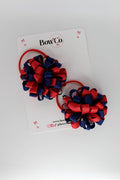 Schools Bows Red and Navy - Pom Pom Bow Set