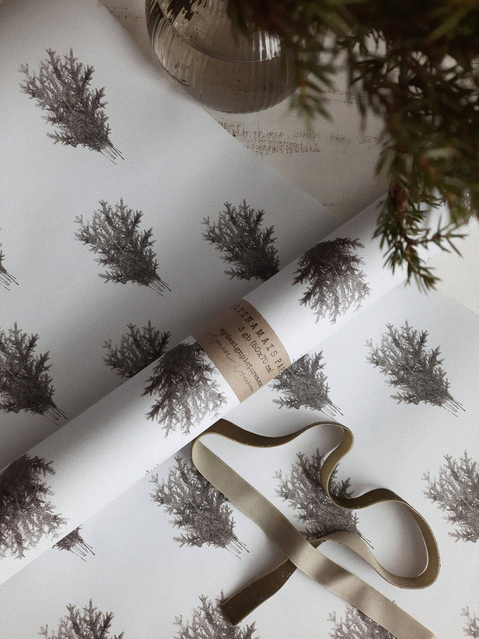 Set Of 3 Pieces Spruce Branches White Wrapping Paper - Magnolia Lane co. Home + Garden + Gift