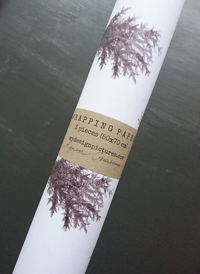 Set Of 3 Pieces Spruce Branches White Wrapping Paper - Magnolia Lane co. Home + Garden + Gift