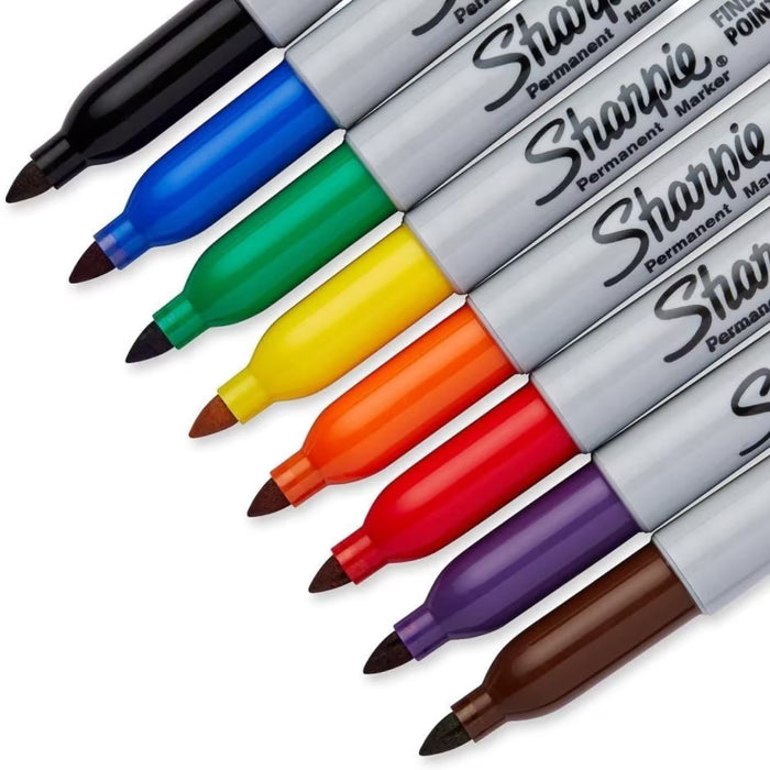 Sharpie Permanent Markers, Fine Point, Assorted Colors - 8 Ct - 12 Pack