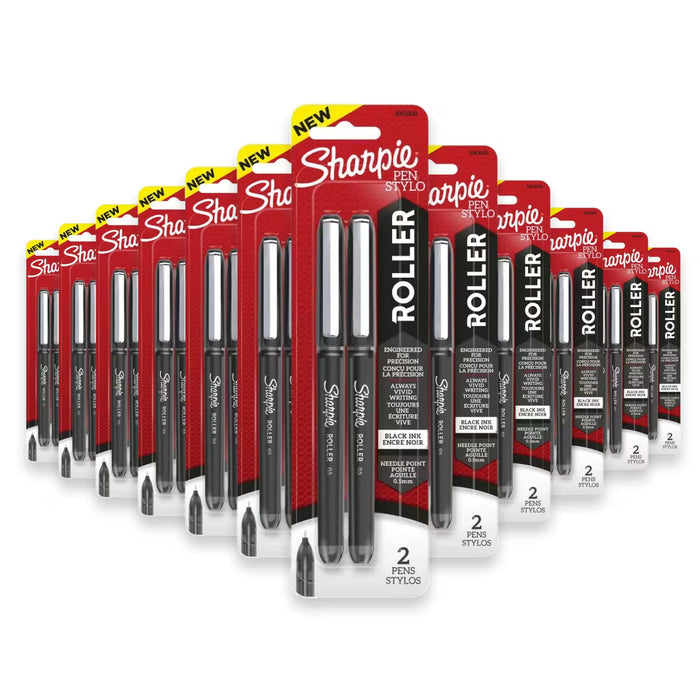 Sharpie Roller Retractable Rollerball Pens, Black - 2 Ct - 48 Pack